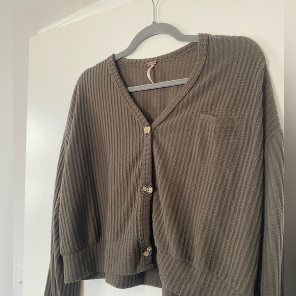 Poof button up waffle knit sweater cardigan size women’s large - Picture 2 of 6